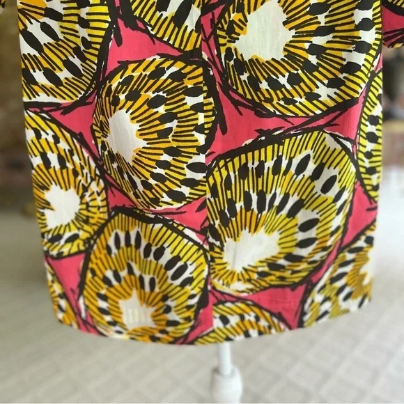 J. Crew Ratti Electric Kiwi Dress Yellow Pink Shift Mini 0 - Picture 15 of 17